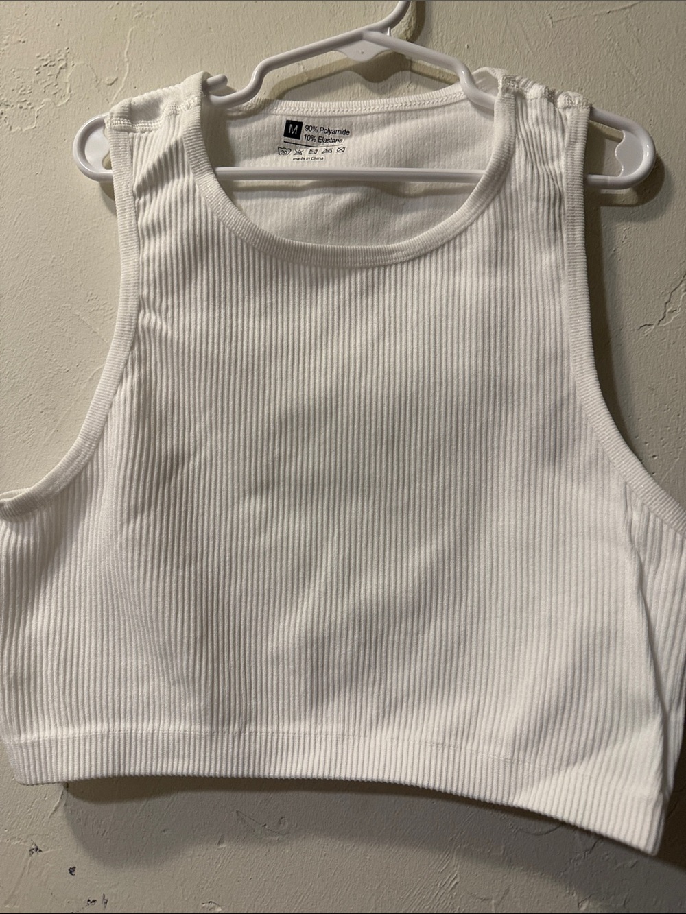 Ribbed White Cropped Tank Top - Women's